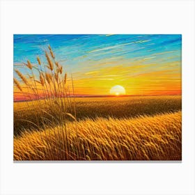 Sunset Wheat Field 4 Canvas Print