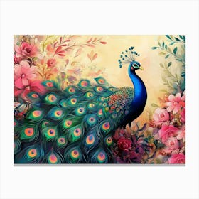 Colorful Peacock 4 Canvas Print