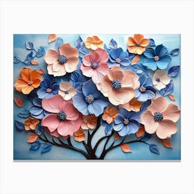 Blossoming 3d Floral Artistry Flowers Leaves Canvas Print