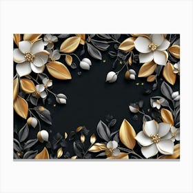 Luxury Black And Golden 3d Floral 1 Canvas Print