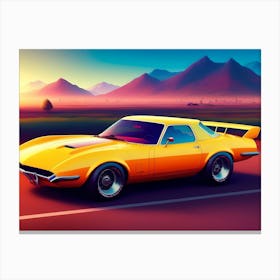 Retro Car at Sunset Canvas Print