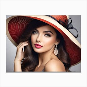 Seductive Woman In A Hat Canvas Print