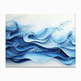 Abstract Artwork Background with Blue Waves Canvas Print