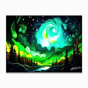 Northern Lights Up The Sky - Aurora Night Sky Canvas Print