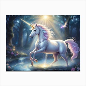 Unicorn In The Forest 2 Canvas Print