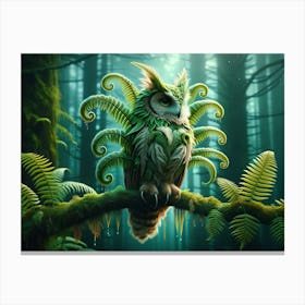 Fern-Owl Fantasy Canvas Print