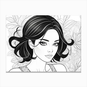 Black And White Drawing Of A Woman Canvas Print