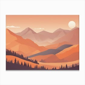 Misty mountains horizontal background in orange tone 13 Canvas Print