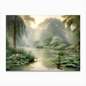 Misty Morning At The Botanical Garden 3 Canvas Print