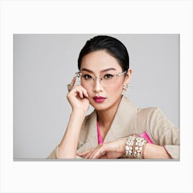 Portrait Of An Elegant Asian Woman With A Preference For Thai Or Japanese Luxury Lifestyles Adorned Canvas Print