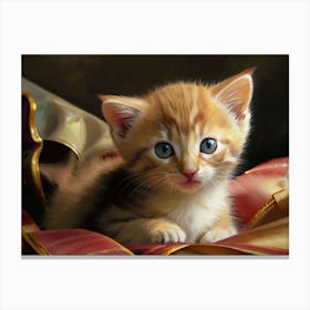 Kitten In A Blanket Canvas Print