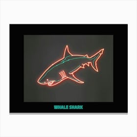 Neon Dark Red Whale Shark 6 Poster Canvas Print