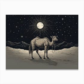 Camel In The Desert Canvas Print