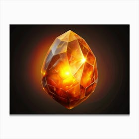 Glowing Amber Crystal With Golden Reflections Canvas Print