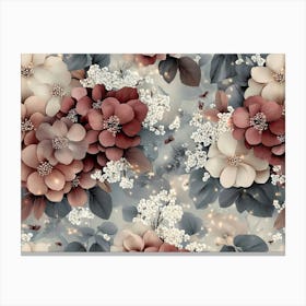 Luxury Mystical Seamless Pattern, Vintage Floral Painting Canvas Print