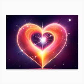 A Colorful Glowing Heart On A Dark Background Horizontal Composition 59 Canvas Print