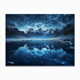 Night Sky With Mountains Paintings Art Print Canvas Print