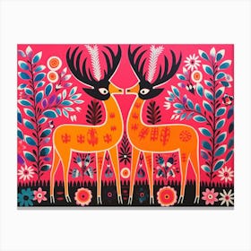 Antelope 4 Folk Style Animal Illustration Canvas Print