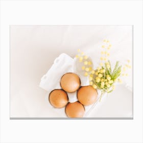 Fresh Eggs And Yellow Flowers Canvas Print