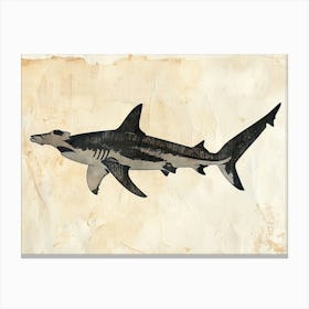Hammerhead Shark Grey Silhouette 12 Canvas Print