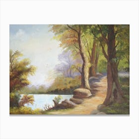 Path By A Lake Canvas Print