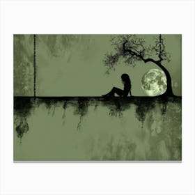 Girl Sitting Under A Tree Canvas Print