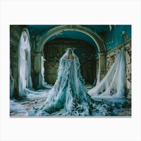 Bride In An Abandoned Building Canvas Print