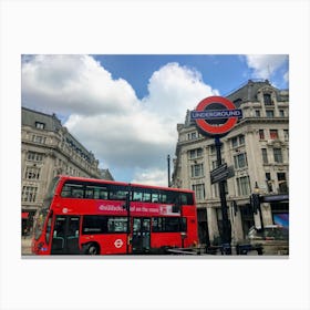 London Tube Station And Bus (UK Series) Canvas Print