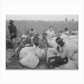 Untitled Photo, Possibly Related To Day Laborers, Cotton Pickers, Waiting To Be Paid Off At End Of Day S Work Canvas Print