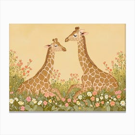 Floral Animal Illustration Giraffe 2 Canvas Print
