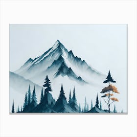 Mountain And Forest In Minimalist Watercolor Horizontal Composition 153 Canvas Print