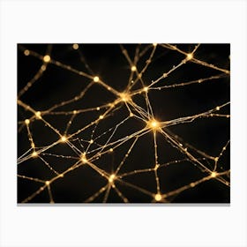 Abstract Image Of A Golden Network Of Lines With Glowing Points Canvas Print