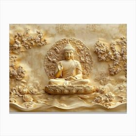 3d Hindu Ancient Religious Buddha Art Background Golden 4 Canvas Print