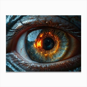 Ultra Realistic Close Up Of A Human Eye With An Aliens Head For The Pupil Within Which A Colossal Canvas Print