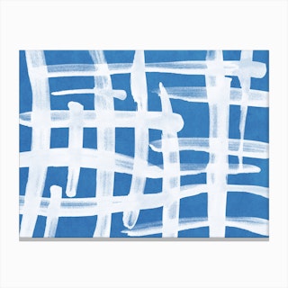 Abstract Lines Blue And White Painting 2 Canvas Print