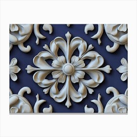 3D Sculpture Design Retro Pattern Round Curve Cross Flower Canvas Print