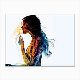 Woman With Smoke Canvas Print