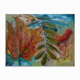 Autumn Leaves And Berries Canvas Print