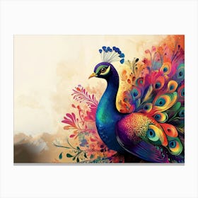 3D Colorful Peacock Canvas Print