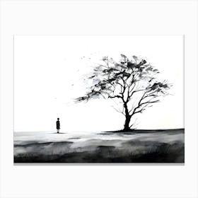 Black And White Of A Tree Canvas Print