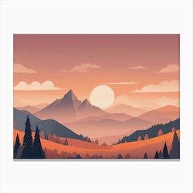 Misty mountains horizontal background in orange tone 36 Canvas Print