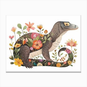 Little Floral Komodo Dragon 1 Canvas Print