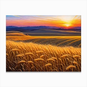 Sunset Wheat Field 6 Canvas Print