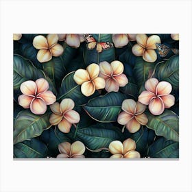 Tropical Leaves And Flowers 1 Canvas Print