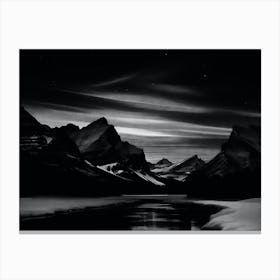 Black And White Mountain Landscape 28 Canvas Print