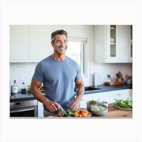 Healthy Man In Kitchen 1 Canvas Print