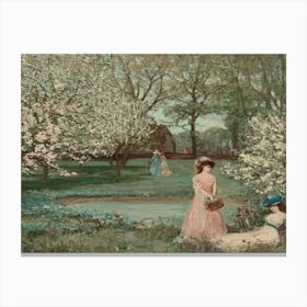 Two Women In A Garden 1 Canvas Print