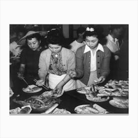 San Juan Bautista, California, Japanese American Girls Preparing Picnic Lunch By Russell Lee Canvas Print