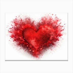 Red Heart Exploding In Powder Canvas Print