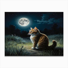 Cat In The Moonlight 6 Canvas Print